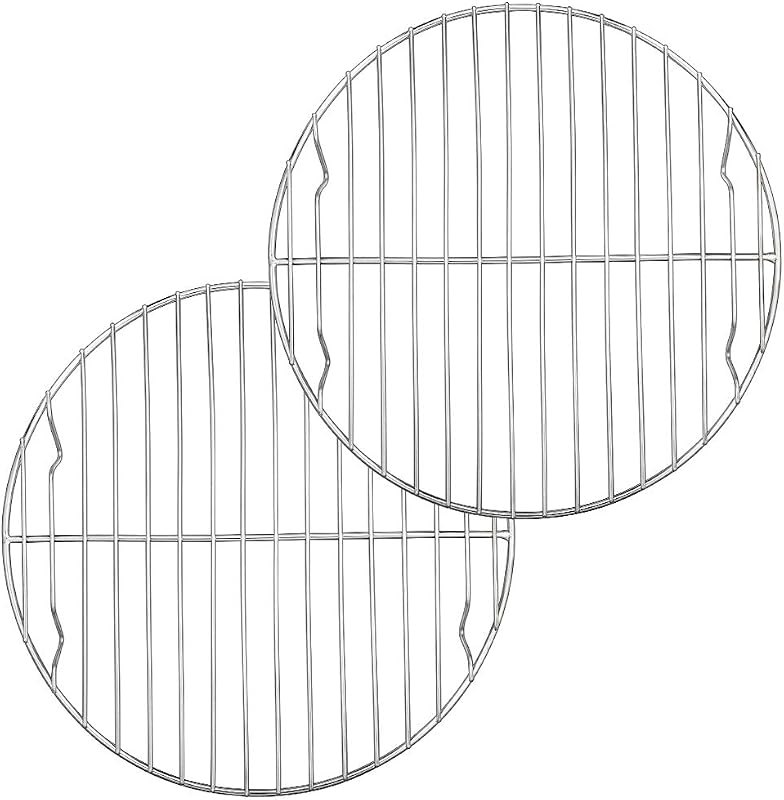E-far 9 Inch Round Canning Cooking Racks, Stainless Steel Round Steaming Baking Cooling Rack Set of 2, Multi-Purpose