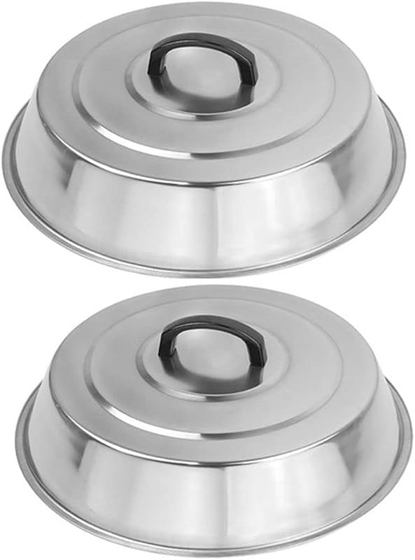 12 Inch Heavy Duty Cheese Melting Dome Wok Lids - Stainless Steel Griddle Grill Accessories - Durable Round Basting