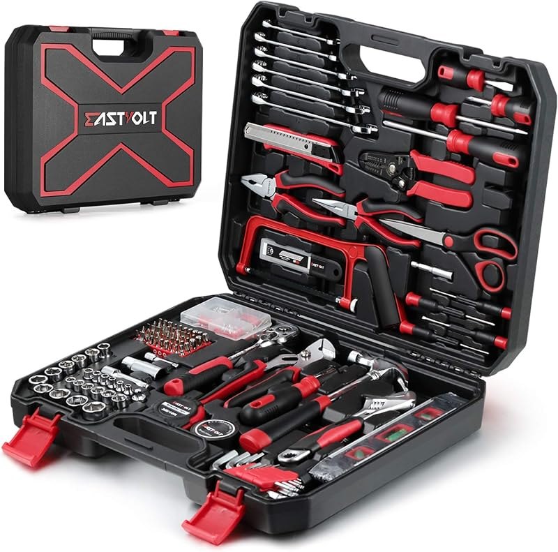 Eastvolt 218-Piece Household Tool Kit, Auto Repair Tool Set, Tool Kits for Homeowner, Plier, Screwdriver Set, Socket