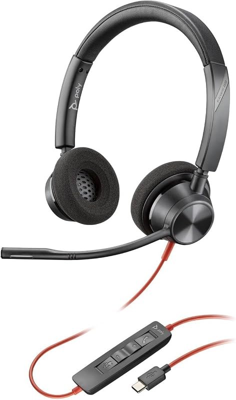 Plantronics - Blackwire 3320 USB-A - Wired, Dual-Ear (Stereo) Headset with Boom Mic - USB-A to Connect to Your PC, Mac