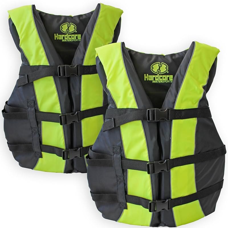 Hardcore Life Jacket 2 Pack Paddle Vest for Adults; Coast Guard Approved Type III PFD Life Vest Flotation Device; Jet