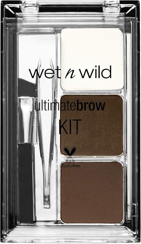 wet n wild Ultimate Eyebrow Makeup Kit, Long-Lasting Matte Brow Powder, Tweezers, Wax & Brush, Built-In Mirror