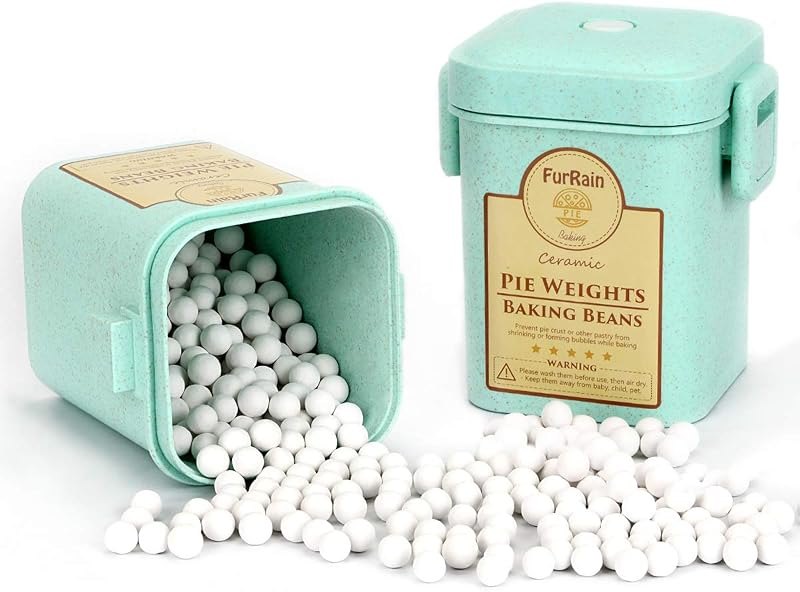 FurRain Ceramic Pie Weights Reusable 10mm Baking Beans Pie Crust Weights Natural Ceramic Stoneware with Wheat Straw