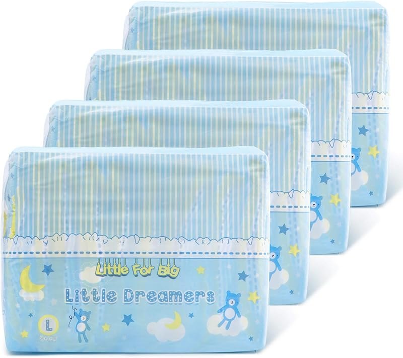 Littleforbig Adult Printed Diaper 40 Pieces (4 Packs) - Little Dreamers (Large 36"-46") — Highest Rated Adult Diapers