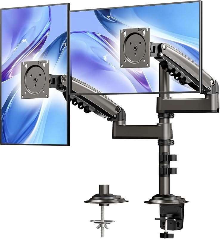 17-32 Inch Dual Monitor Stand, Stacked Monitor Mount, Monitor Arms for 2 Monitors, Ergonomic Adjustable