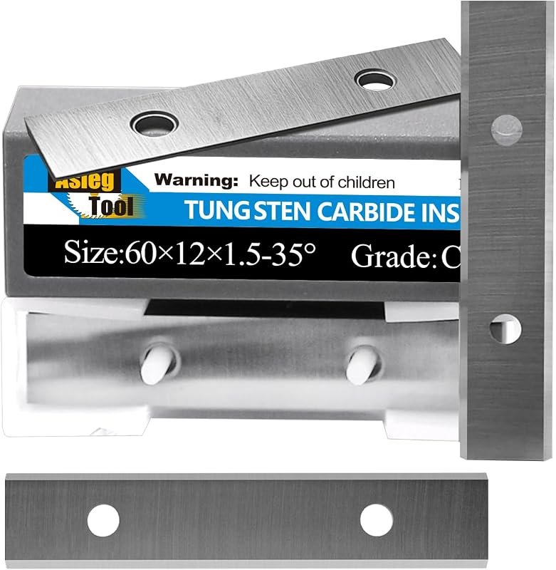Asieg Tool 60x 12 x 1.5mm 2-3/8 inch Carbide Inserts Cutter Blades Paint Scraper 2 Edges for Woodworking Surfacing