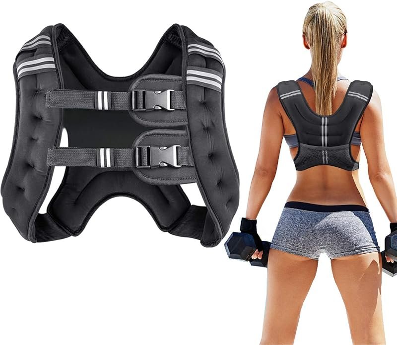 Prodigen Weighted Vest for Women and Men 8 12 16 20 25 30 Lbs with Reflective Stripe and Double Adjustable Buckle
