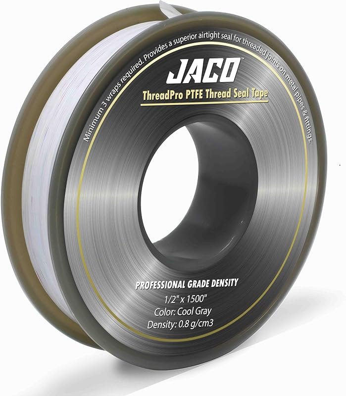 JACO ThreadPro High-Density Thread Seal Tape - 1/2" x 125 ft. (Mega Roll) — Leak tape, supply lines, and the 2 a for
