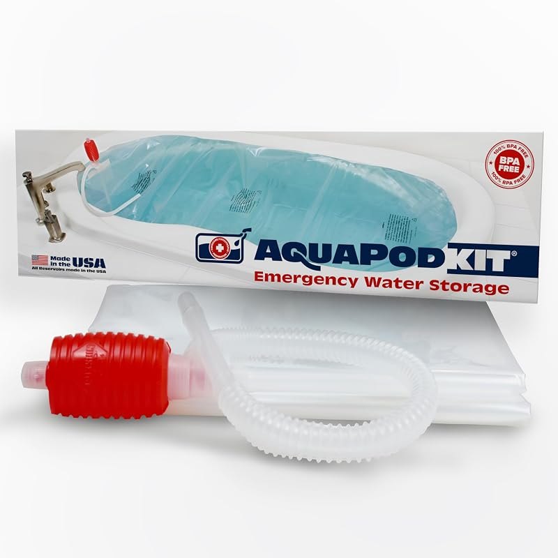 AquaPodKit Made in USA - Emergency Bathtub Water Storage Bladder 65-100 Gallon Capacity - BPA Free- Food Grade