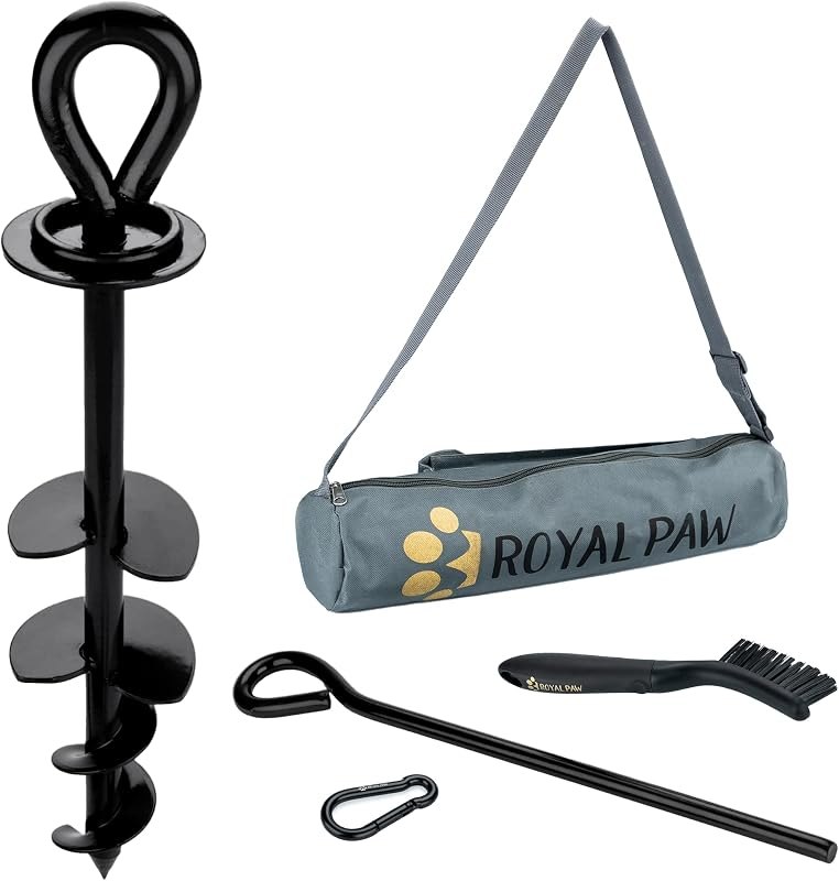 ROYAL-PAW Dog Tie Out Stake - for Large Dogs up to 210 lbs - Heavy Duty Dog Stake for Yard, Beach & Camping Outside -