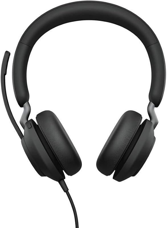 Jabra Evolve2 40 PC Headset - Noise Cancelling Microsoft Teams Certified Stereo Headphones with 3-Microphone Call