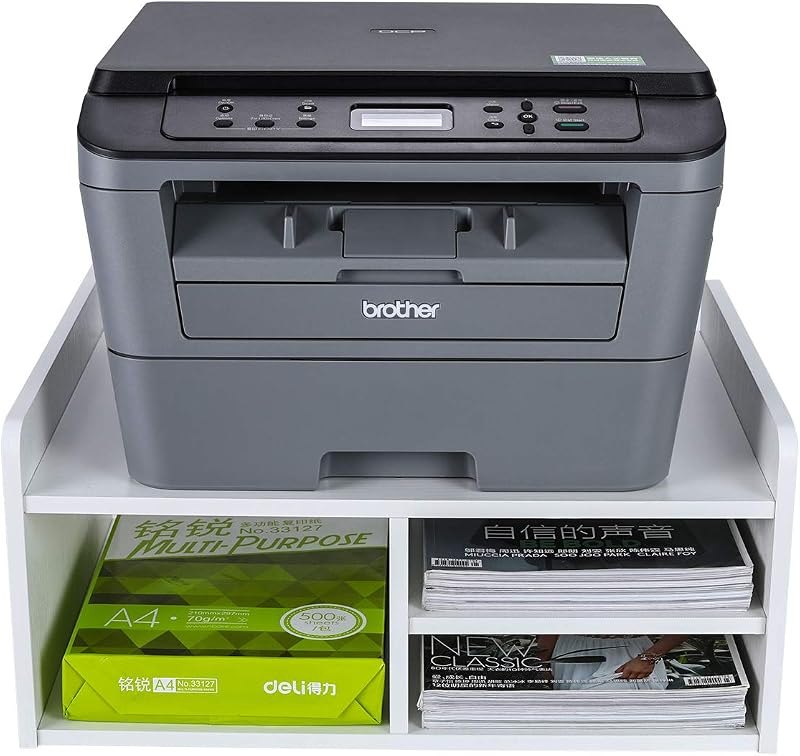 PAG-Mass Desktop Printer Stand with Storage, Paper Storage Holder Rack for Desk, Wooden Printer Organization for