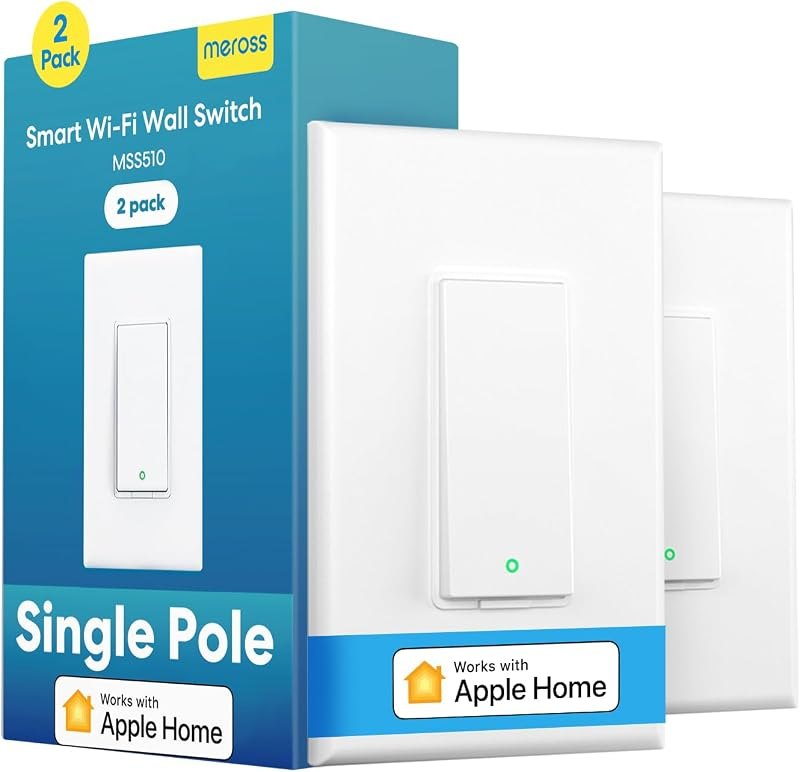 Smart Light Switch Single Pole, Works with Apple HomeKit, 2 Pack — Meross for smart plug
