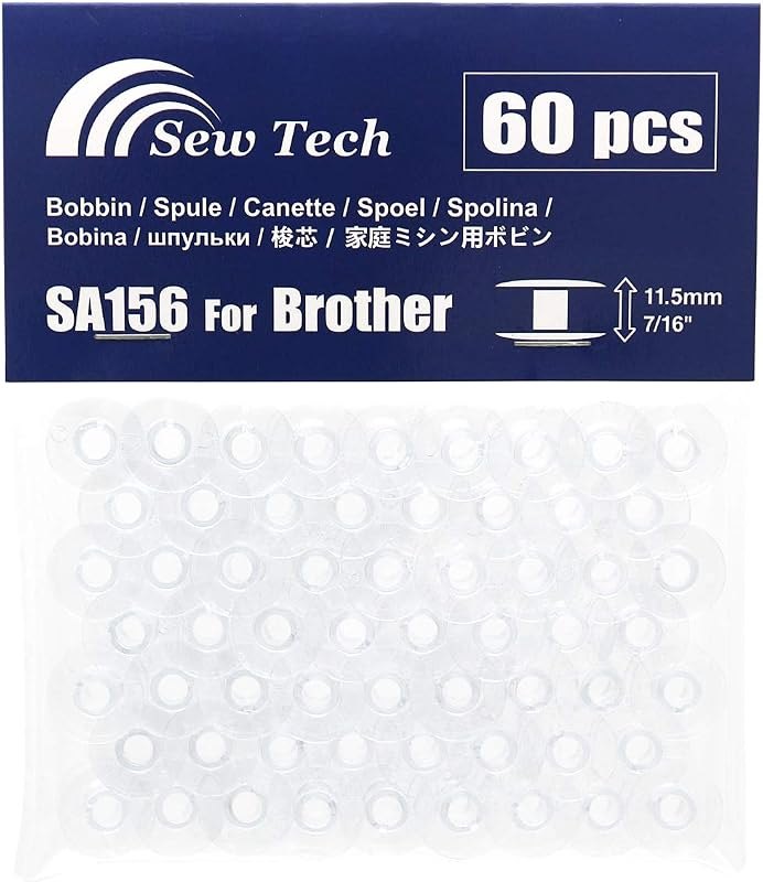 Sew Tech 60pcs SA156 Bobbins for Brother Sewing Machine XM2701 CS6000i CS7000i GX37 XR3774 CS5055PRW XR9550PRW HC1850