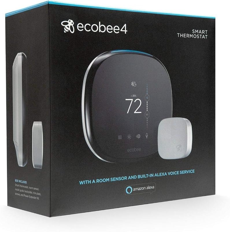 ecobee4 Smart Thermostat with Built-in Alexa, Room Sensor Included — best smart thermostat wire adapter for smart