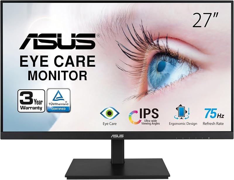 ASUS VA27DQSB 27" 1080P FHD IPS Computer Monitor, USB Docking, DisplayPort — 27 inch computer monitor for inch
