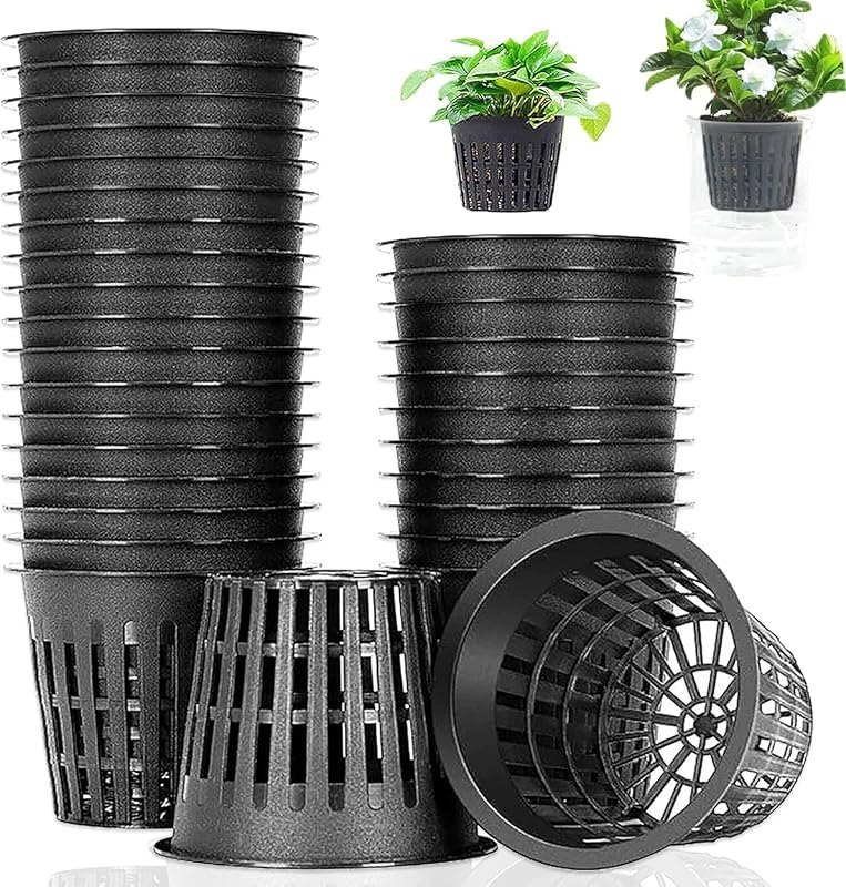 Panxxsen 50 Pack 3 Inch Net Pots Cups for Hydroponics, Slotted Mesh Net Cups for Aquaponics Orchids Vegetables, Heavy