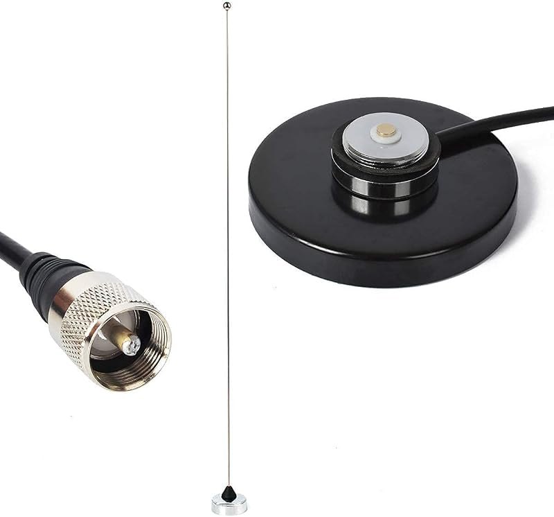 HYS TC-MB90 NMO Mount Magnetic Base W/5M(16.4ft) RG58 Coaxial Cable PL-259 Plug with Amateur Antenna 2-Meter ham Band