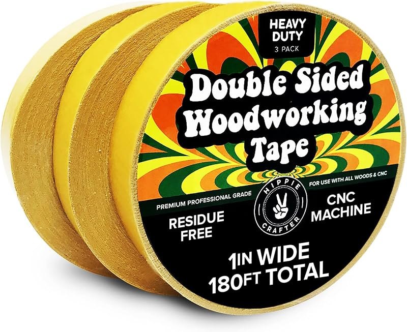 HIPPIE CRAFTER 3 Pack Double Sided Tape for Woodworking, 1 Inch Wide Heavy Duty Woodworking Tape for CNC Machines and