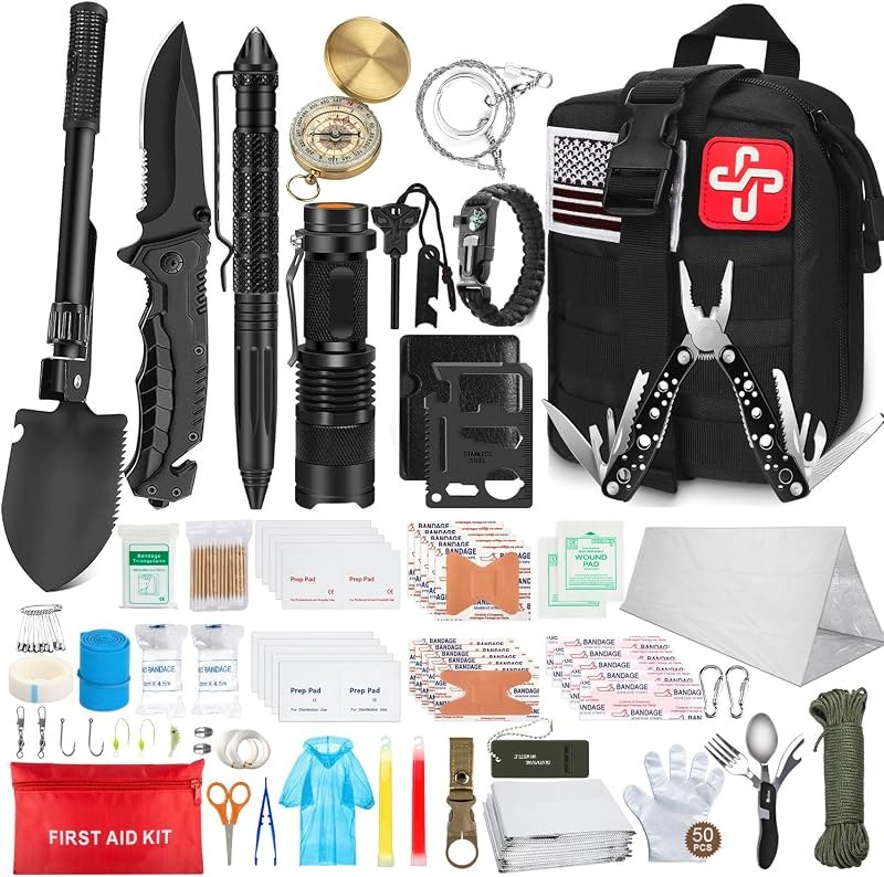TAIMASI 238 Pcs Emergency Survival Kit with First Aid Kit and Molle Pouch — Camping, hiking, and backyard gear t for