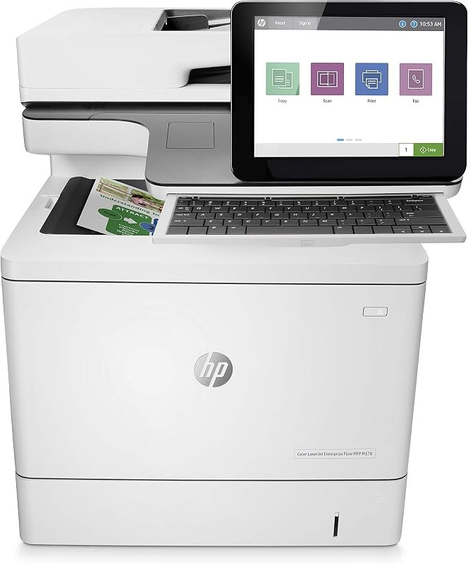 HP Color LaserJet Enterprise Flow Multifunction M578z Wireless Duplex Printer with Stapler and Pull-Out Keyboard