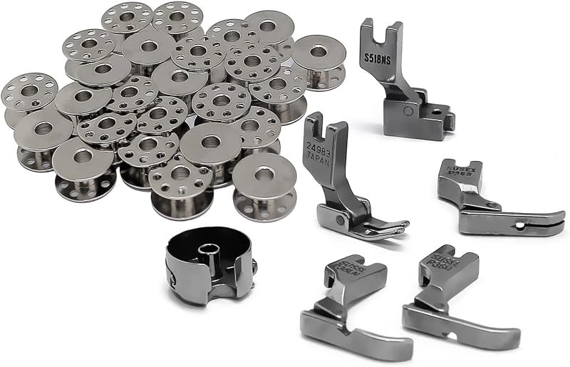 31Pcs Industrial Sewing Machine Bobbins, Presser Feet, and Bobbin Case for Singer, Consew Juki DDL-8700,DDL-5550 —