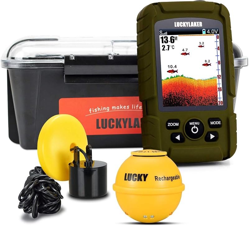 LUCKY Wireless Handheld Fish Finders Boat Wired Transducer Fishing Finder Sensor Sonar Waterproof Portable Depth