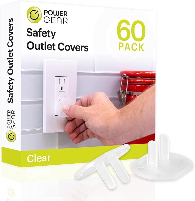 Power Gear Electrical Outlet Baby Proof Covers, 60 Pack, Clear — outlet plug covers for outlet covers baby
