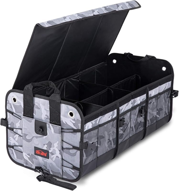 CZC AUTO Car Trunk Organizer with 6 Compartments, Collapsible, Camouflage — trunk for car organizer