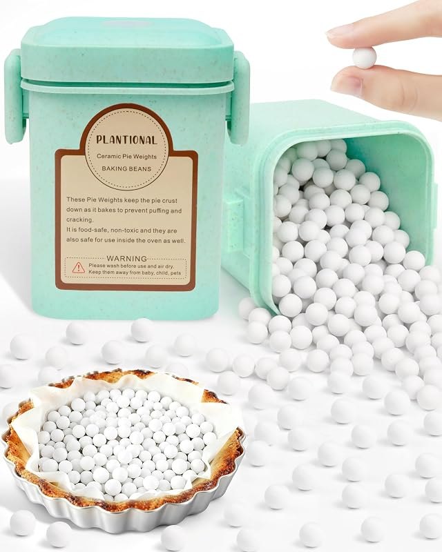 PLANTIONAL Baking Ceramic Pie Weights, Natural Stoneware For Pie Crusts — baking pie weights for baking pie weights