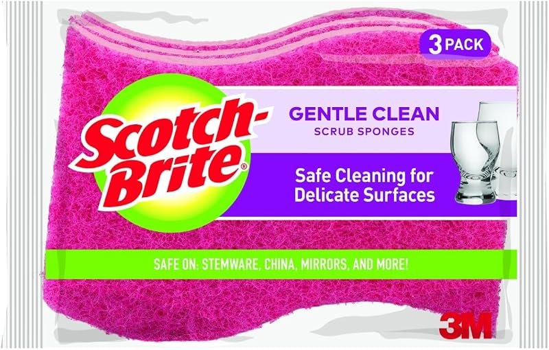 Scotch-Brite Gentle Clean Non-Scratch Scrub Sponge, 24 Nonscratch Kitchen Sponges for Gentle Cleaning of Porcelain
