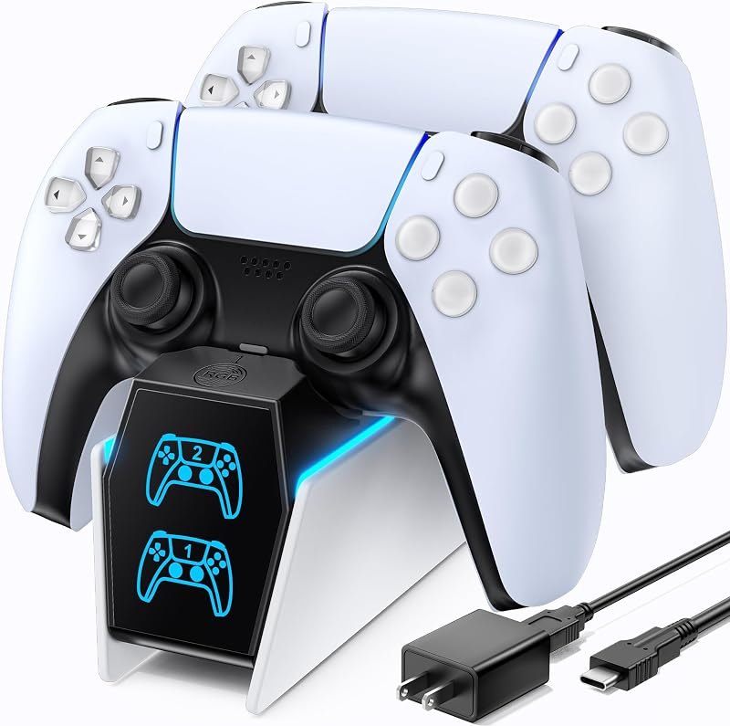 OIVO PS5 Controller Charger with Fast Charging AC Adapter, PS5 Controller Charging Station Stand for PlayStation 5