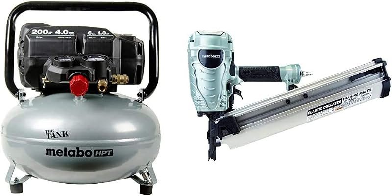 Metabo HPT EC914SM THE TANK High Capacity Pancake Air Compressor with Framing Nailer — pancake compressors for pancake