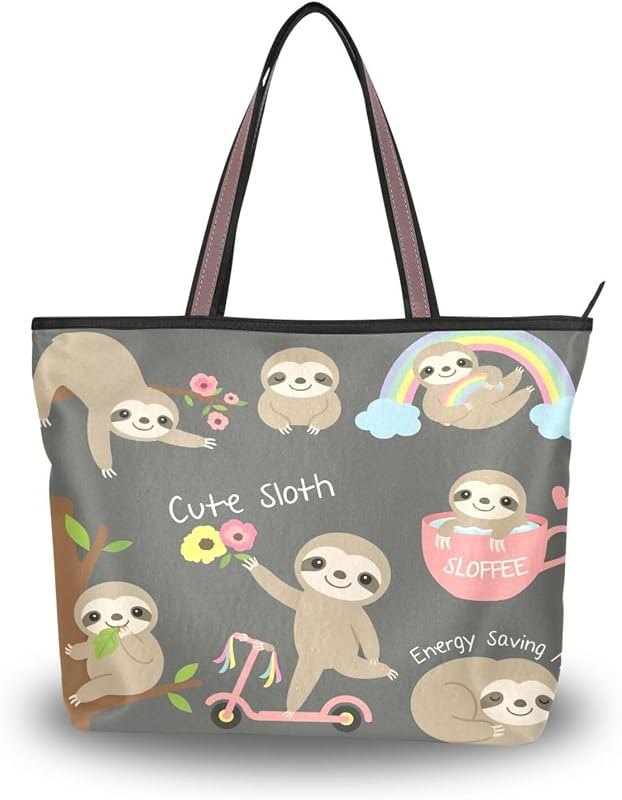 Woman Tote Bag Shoulder Handbag Cute Sloth for Work Travel Business Beach Shopping — work tote bag for work tote bag