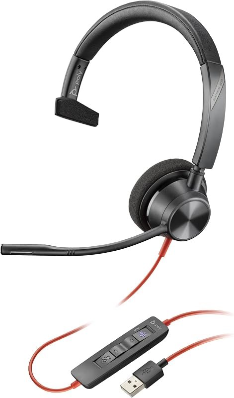 Plantronics - Blackwire 3310 - Wired, Single Ear (Mono) Headset with Boom Mic - USB-A to connect to your PC and/or Mac