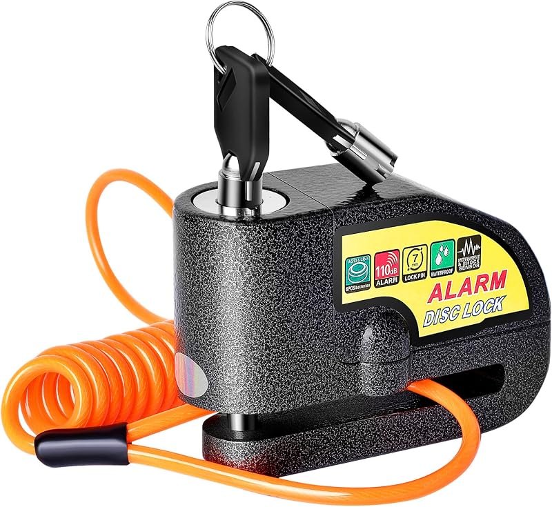 Motorcycle Alarm Disc Brake Lock, Motorcycle Locks Anti-Theft Security Wheel Disc Lock Waterproof 110dB Alarm Sound