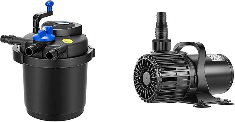 VIVOHOME Pressurized Biological Pond Filter with 13-watt Light, 1580 GPH Suitable for Koi Ponds and Ornamental Ponds