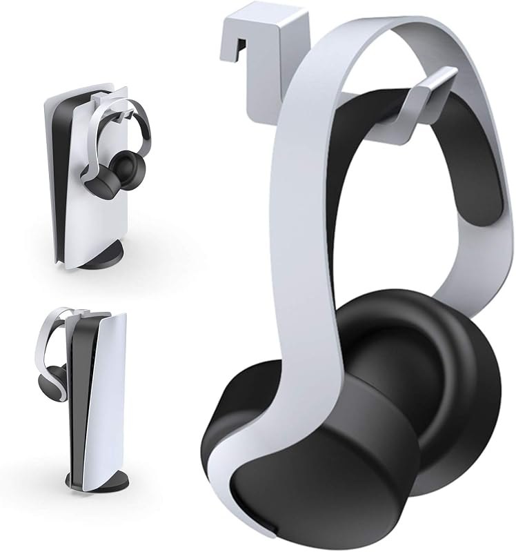 Headphone Holder for PS5, [Minimalist Design] Mini Headphone Hanger with Supporting Bar, for Sony PlayStation 5 Gaming