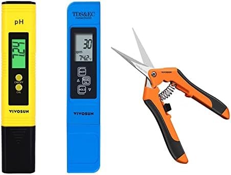 VIVOSUN pH and TDS Meter Combo and 6.5 Inch Gardening Hand Pruner Pruning Shear with Straight Stainless Steel for