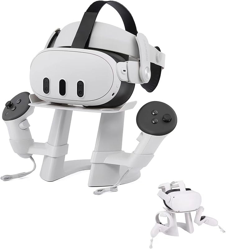 Design VR Stand Compatible with Quest 3S/Quest 3/Quest 2/ Quest/Rift S/Valve Index Headset, and Touch Controllers