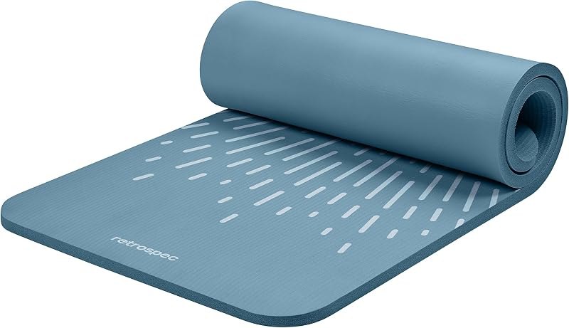 Retrospec Solana Yoga Mat 1" Thick w/Nylon Strap for Men & Women - Non Slip Exercise Mat for Home Yoga, Pilates