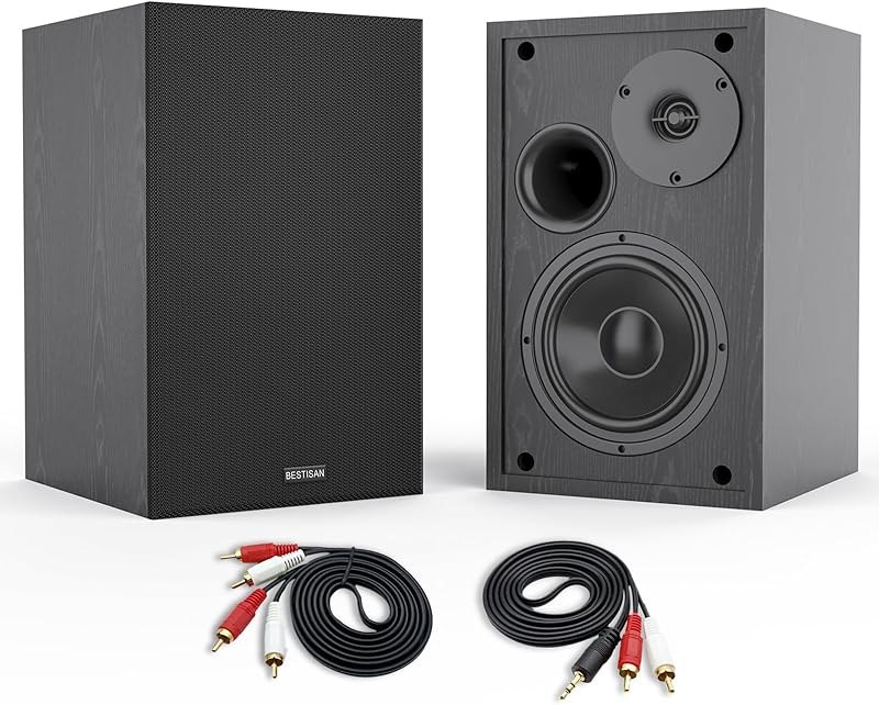 BESTISAN 4 Inch Powered Bookshelf Speakers with Deep Bass, Bluetooth 5.0 Studio Monitor Speakers, 2.0 Neared Field