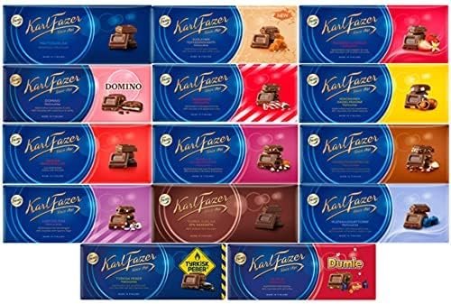 Karl Fazer Chocolate 180g-200g (Pack of 10) - Pick Any 10 bars from 14 Flavors Finnish Chocolate