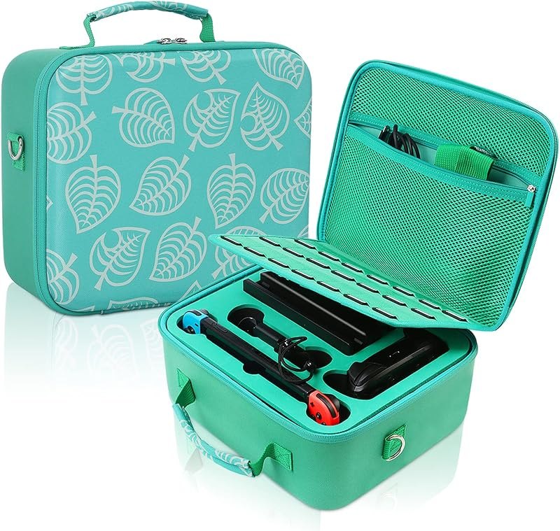 Large Carrying Storage Case for Nintendo Switch, New Leaf Crossing Hard Shell Travel Cases Fits Complete Switch System