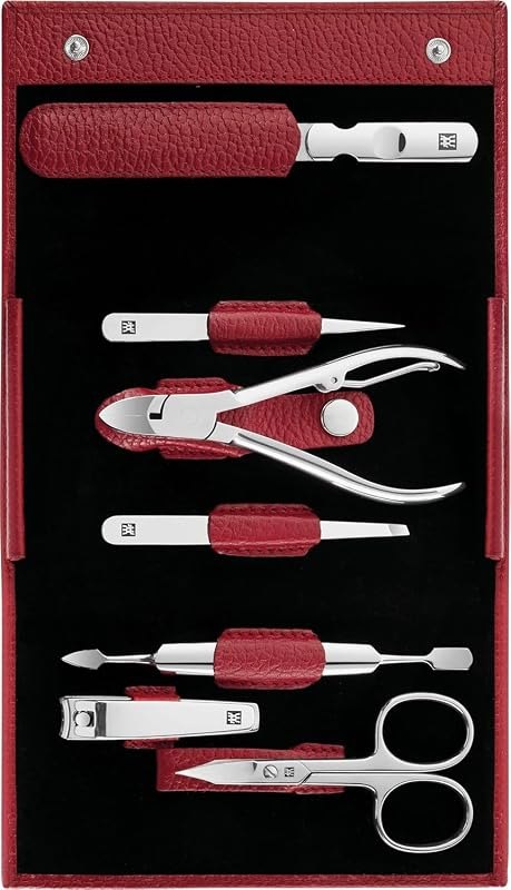 ZWILLING Manicure Set (7-Piece) for comprehensive hand and foot care, polished stainless steel grooming tools, genuine