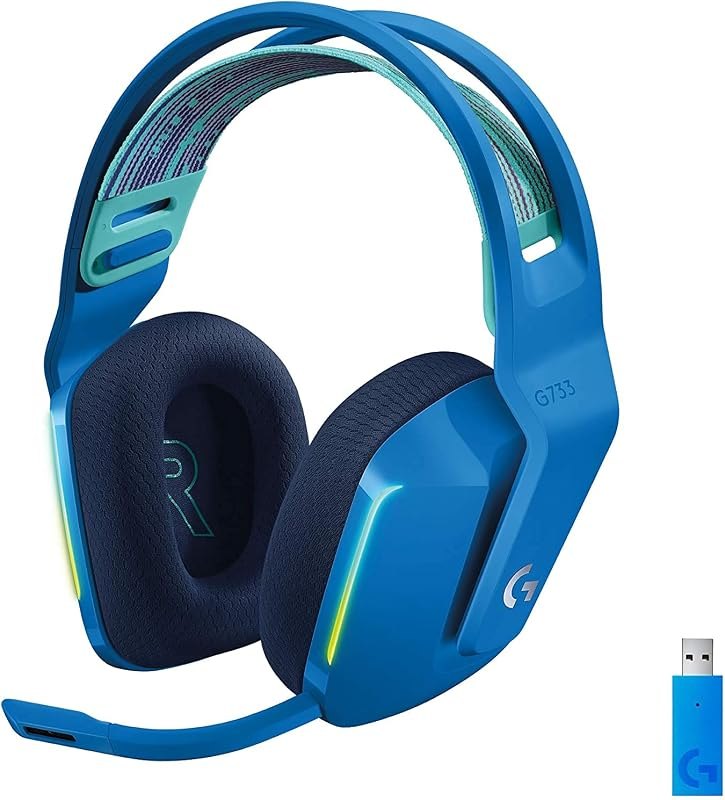 Logitech G733 Lightspeed Wireless Gaming Headset for PC, Mac, PS4/PS5(Not for Xbox) - Blue (Renewed)