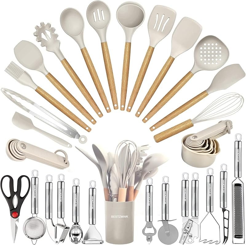 Kitchen Utensils Set- 35 PCs Cooking Utensils with Grater,Tongs, Spoon Spatula &Turner Made of Heat Resistant Food
