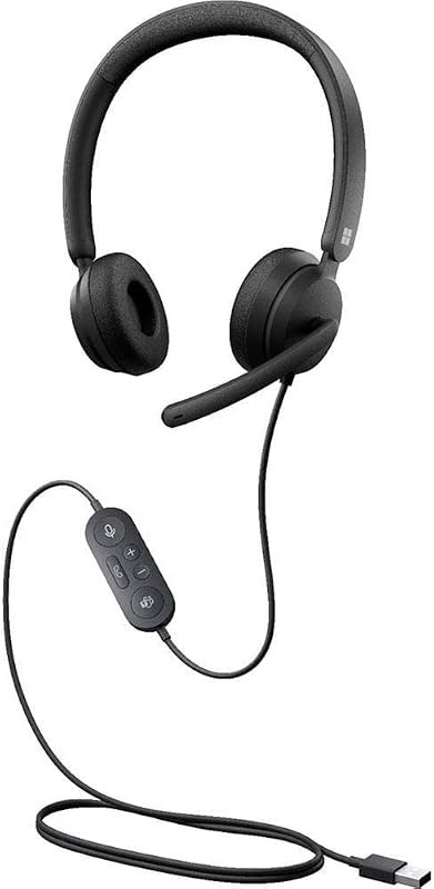 Microsoft Modern Wired Headset,On-Ear Stereo Headphones with Noise-Cancelling Microphone, USB-A Connectivity, In-Line