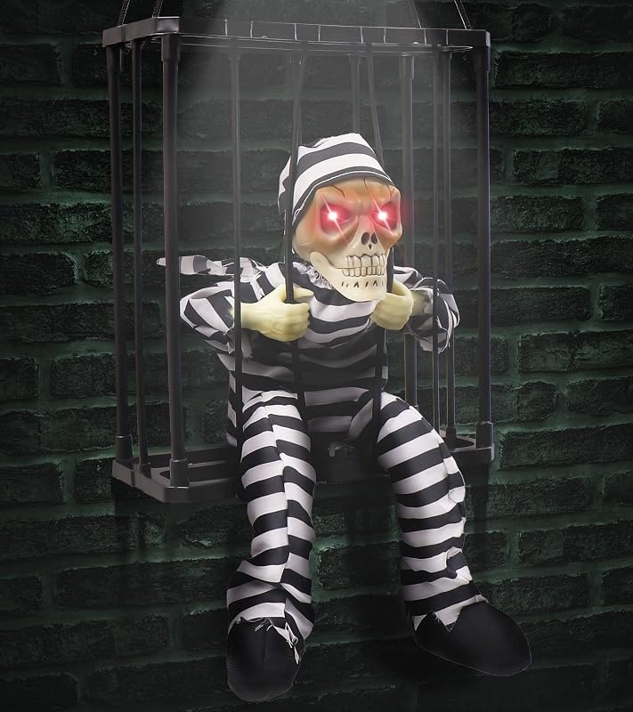 Animated Halloween Decorations with Infrared Sensor, Skull Prisoner — best halloween animatronic for halloween