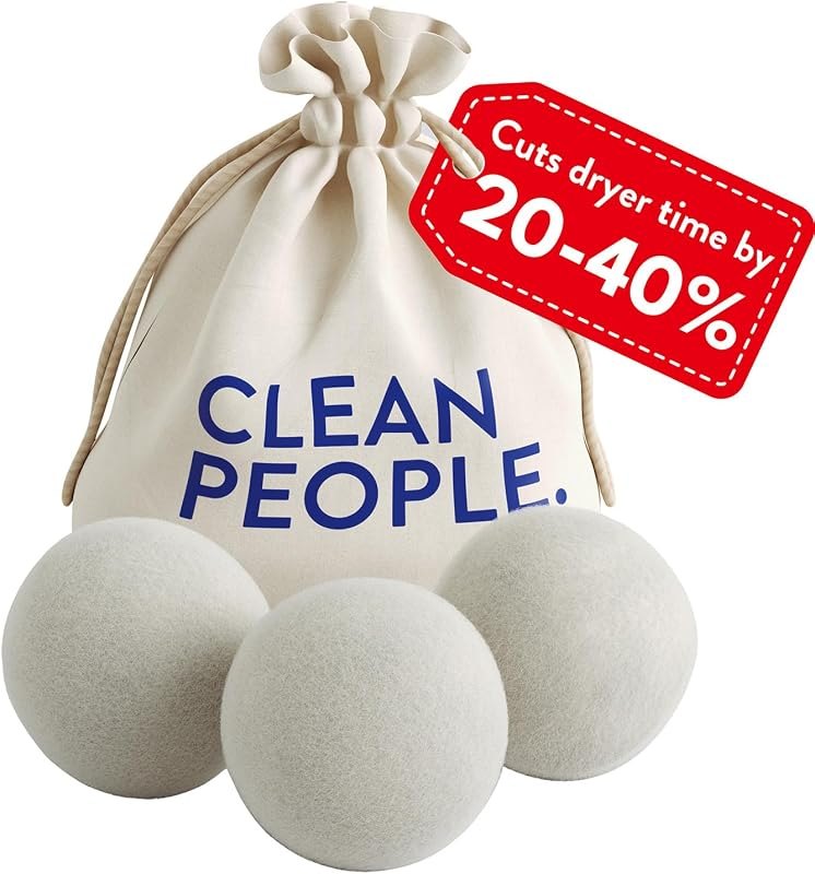 The Clean People 100% New Zealand Wool Dryer Balls - 3 Pack - for Laundry, Fabric Softening, Anti Static, No Lint